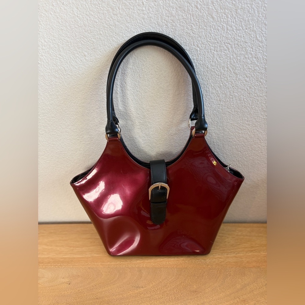 Beijo Womens Hobo Shoulder Bag Purse Satchel Top Zipper Patent Leather Red
